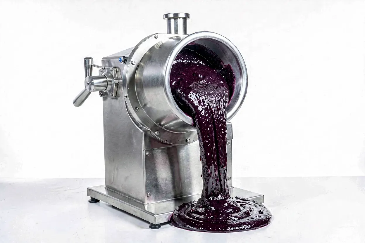 Máquina despulpadora separando la pulpa de açaí